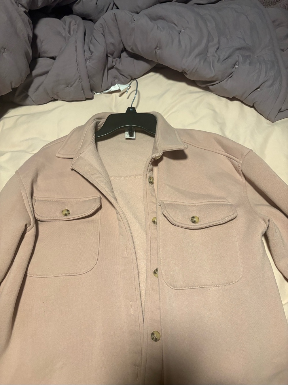 if it were me Blush Button-Front Utility Jacket